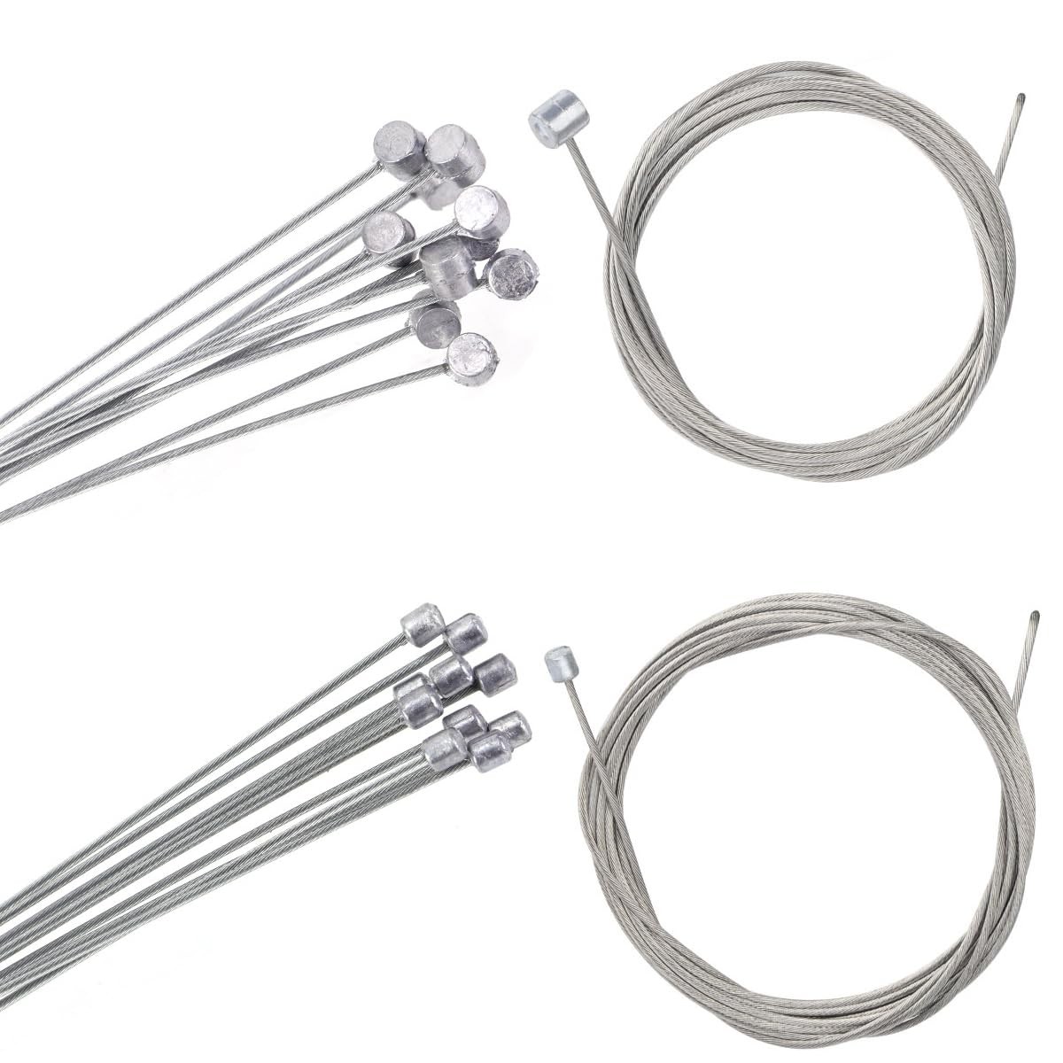 SquEqu 12 Pack Bike Brake Cable: 1800mm；Shift 2100mm, Silver