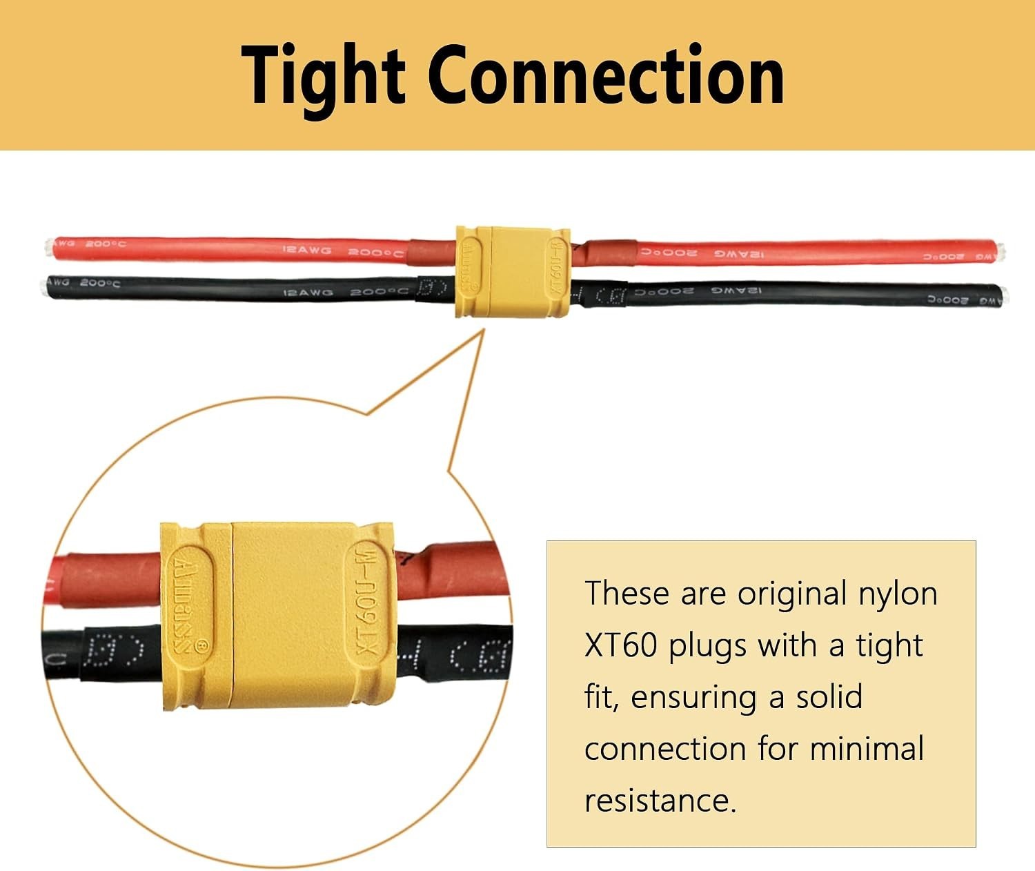 2PCS of XT60 Battery Male Connector Female Plug with Silicon 14 AWG Wire