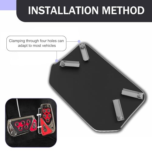 Automotive Foot Pedals, Non-Slip No Drilling Required Pedal Pads, 2 PCS Red