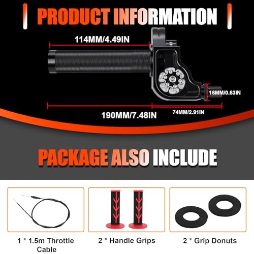 7/8″ 22mm Dirt Bike Throttle Assembly,Aluminum Alloy Transparent Design Black