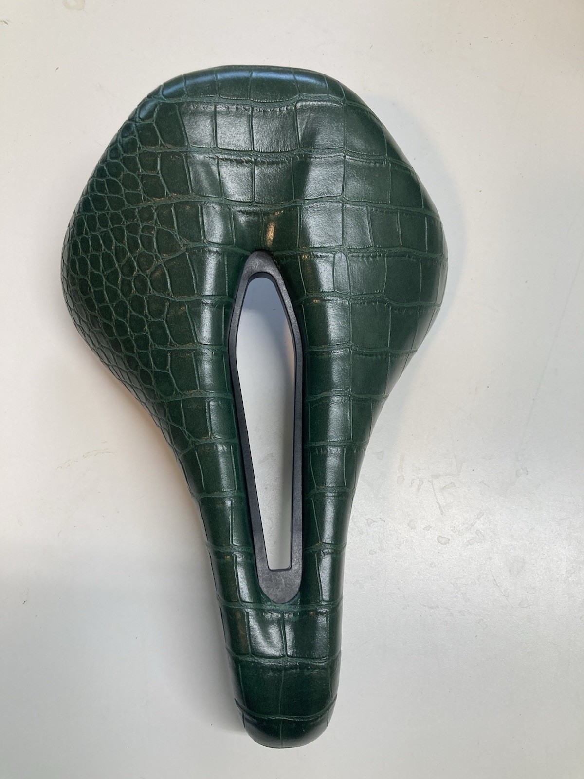Green leather saddle 160mm x 250mm road gravel mountain bike seat short power