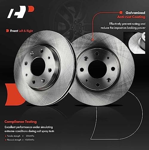 10.83 Inch (275mm) Disc Brake Rotors, 2-Pack | Compatible with Front Vented