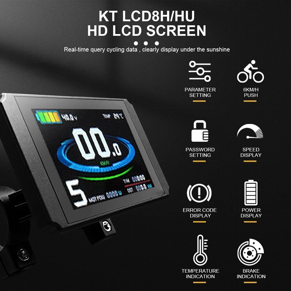 E-bike LCD8H LCD8HU Display with USB 24V/36V/48V/52V/60V72V E-bike Display
