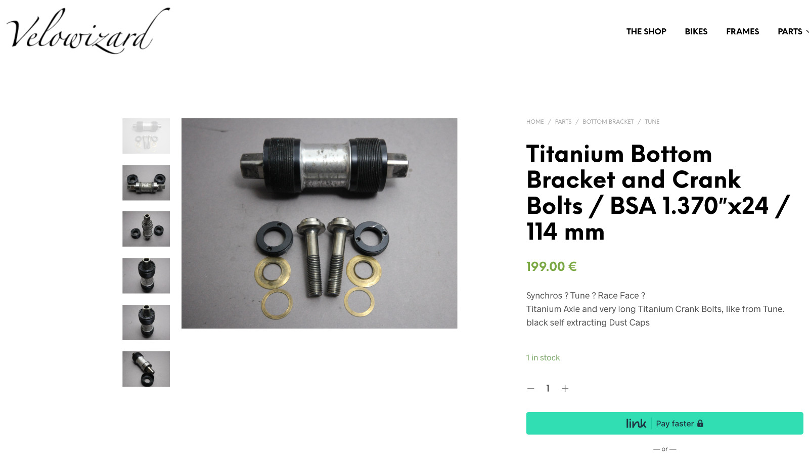 Titanium Bottom Bracket / BSA 1.370″x24 / 114 mm Synchros ? Tune ? Race Face ?