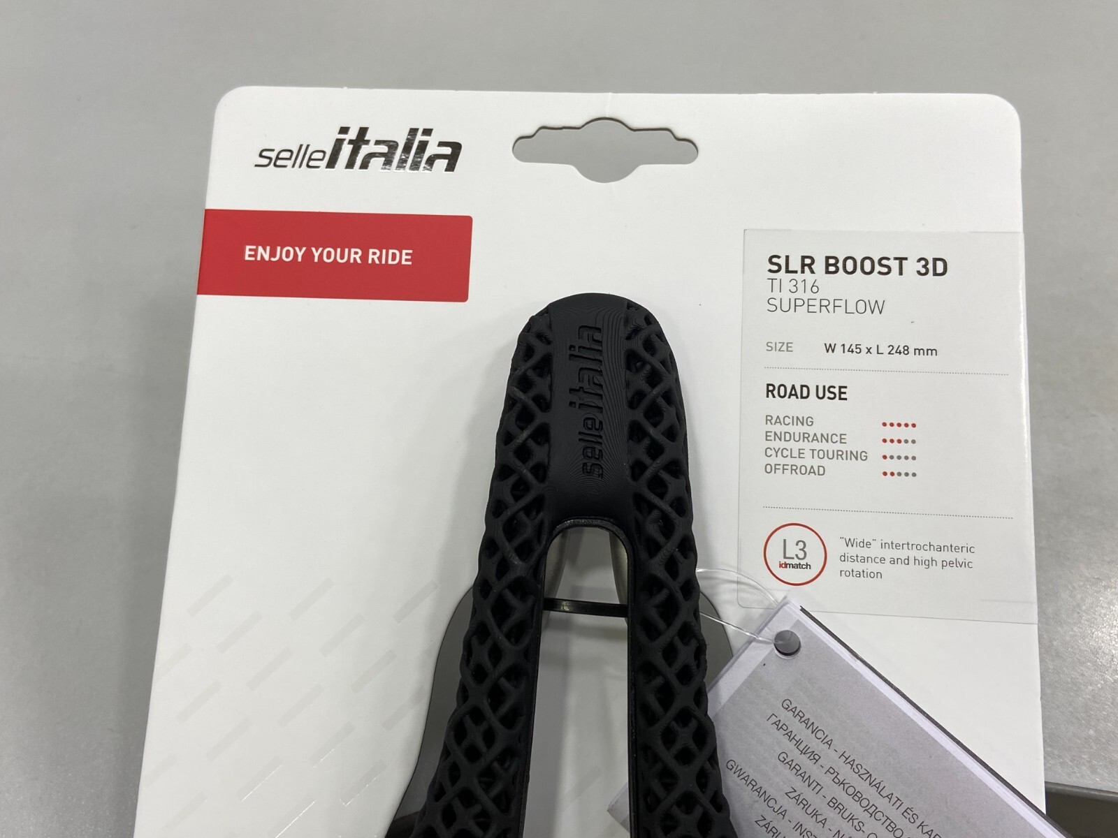 Selle Italia SLR Boost 3D Ti316 Superflow L3(145x248mm) Bicycle Saddle (Black)