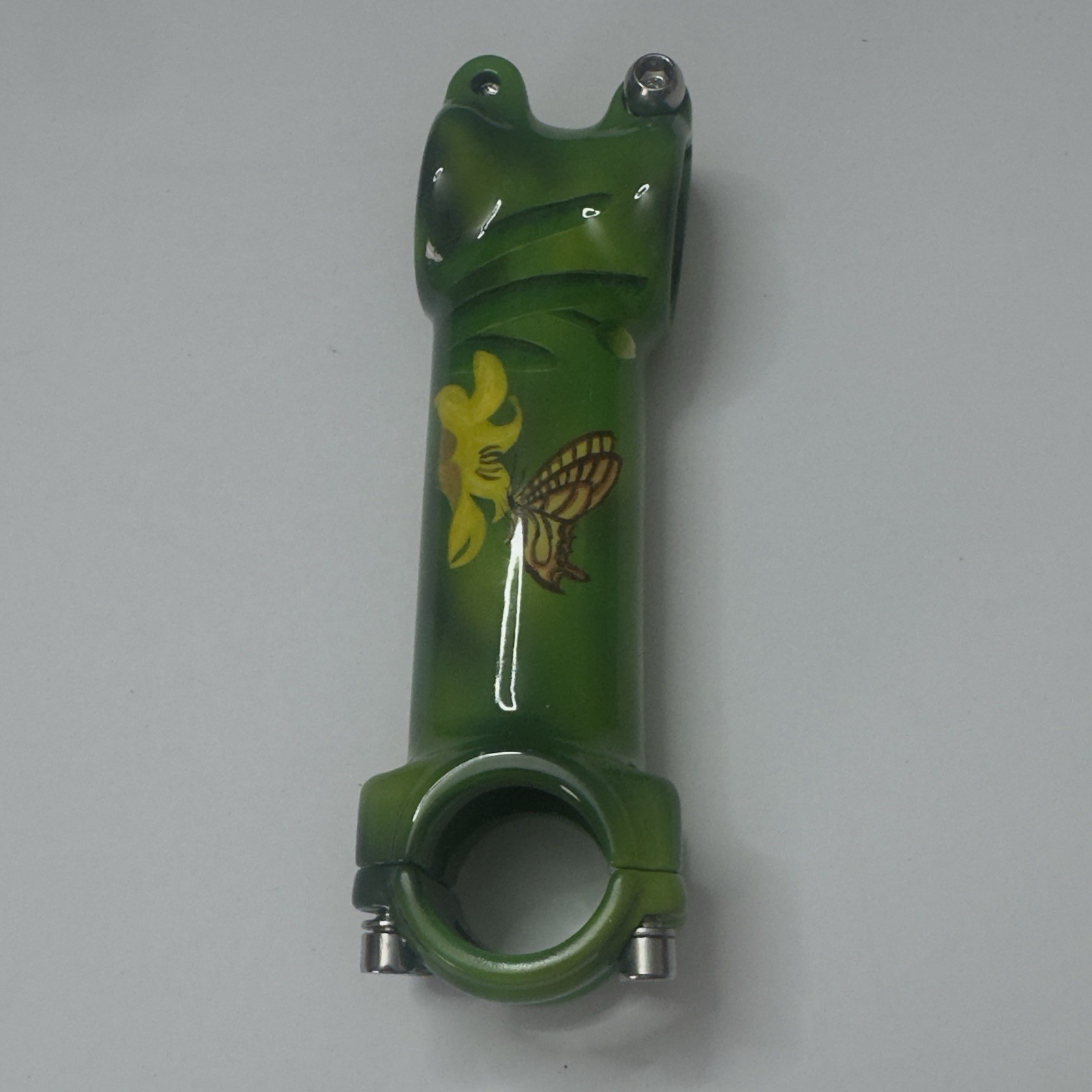 Vintage ITM Forged Lite Luxe stem 110mm Green Hand Painted Butterfly Gilt Wood B