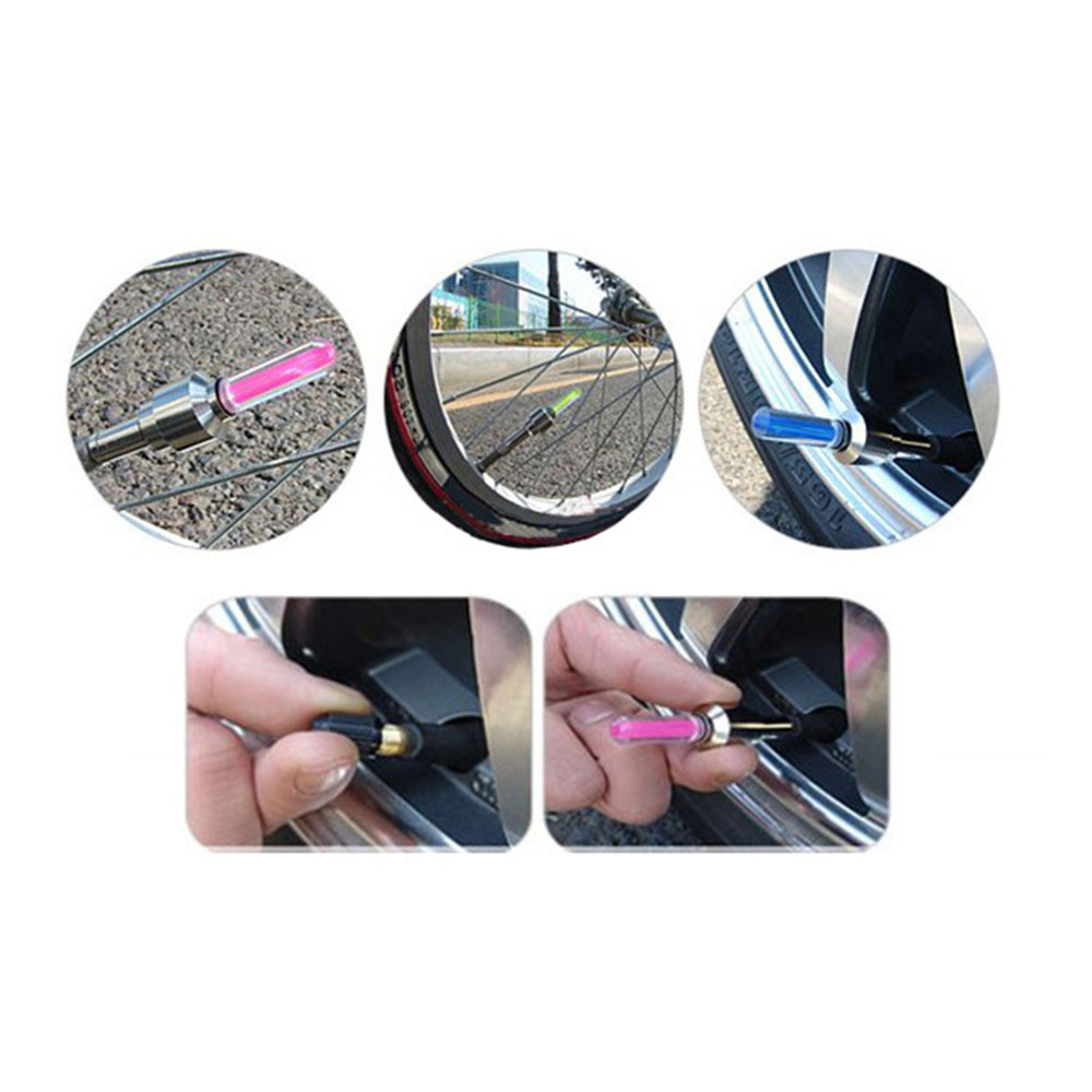 LOT 2x or 4x LED Valve Cap Bicycle Bike Wheel Tire Light Spoke Lamp Motorcycle