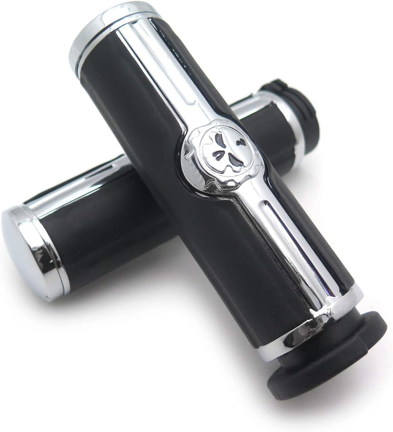 Chromed Handlebar Skull Grips to Compatible with 96-07 Touring Models and96-late
