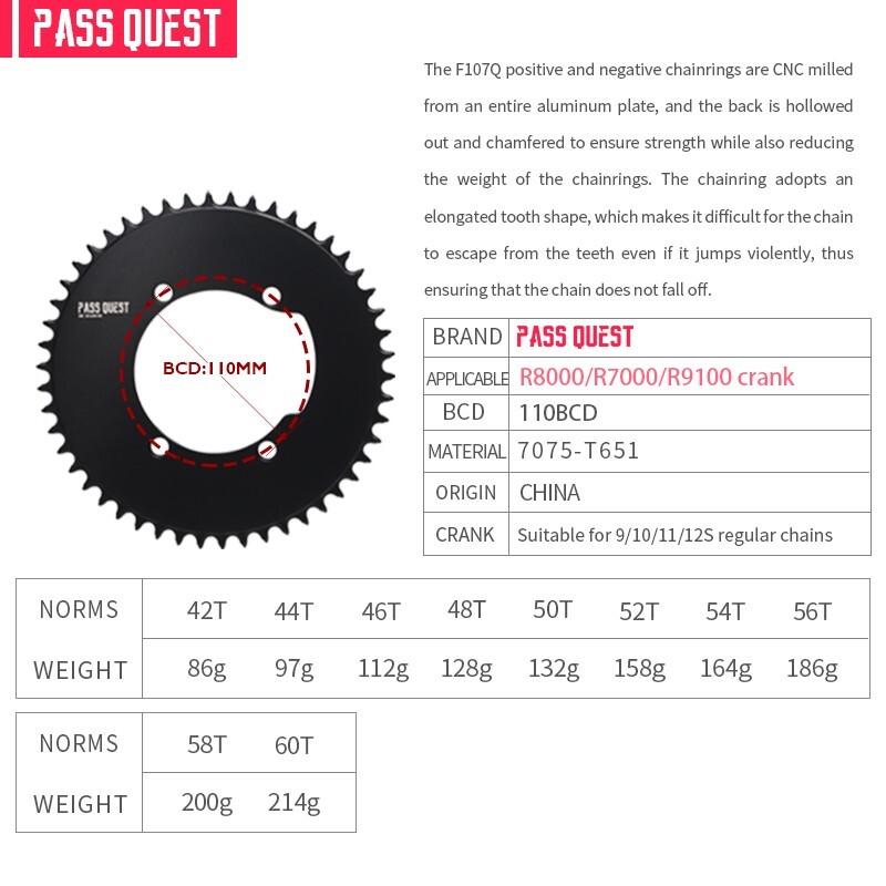 PASS QUEST 110BCD Road Bicycle Chainring Round For R7000 R8000 R9100 Crank
