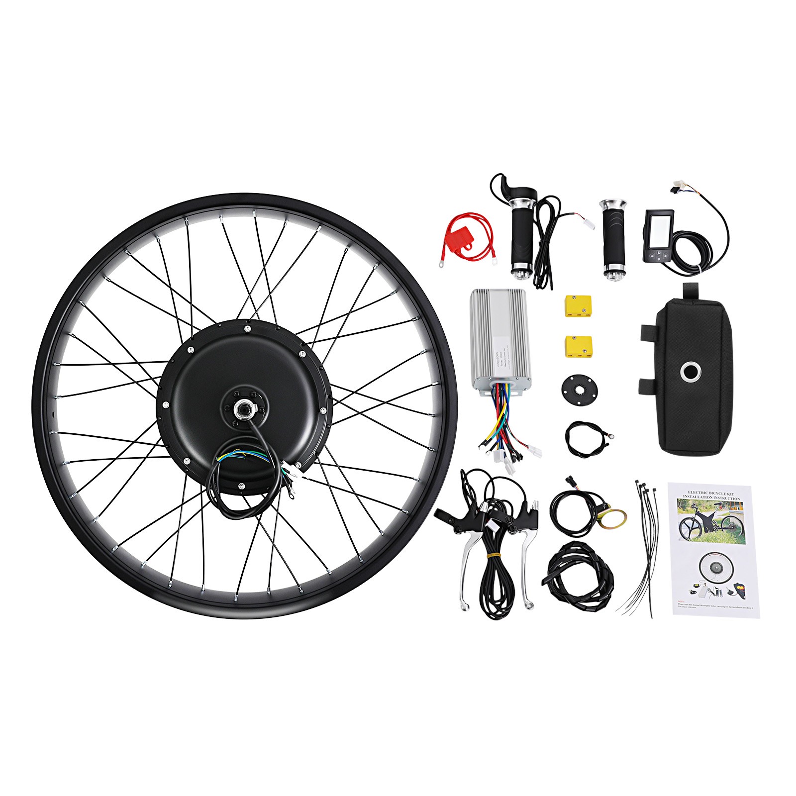 26″ 48V 1500W E-Bike Motor Rear Hub Wheel Fat Tire Electric Bike Conversion Kit