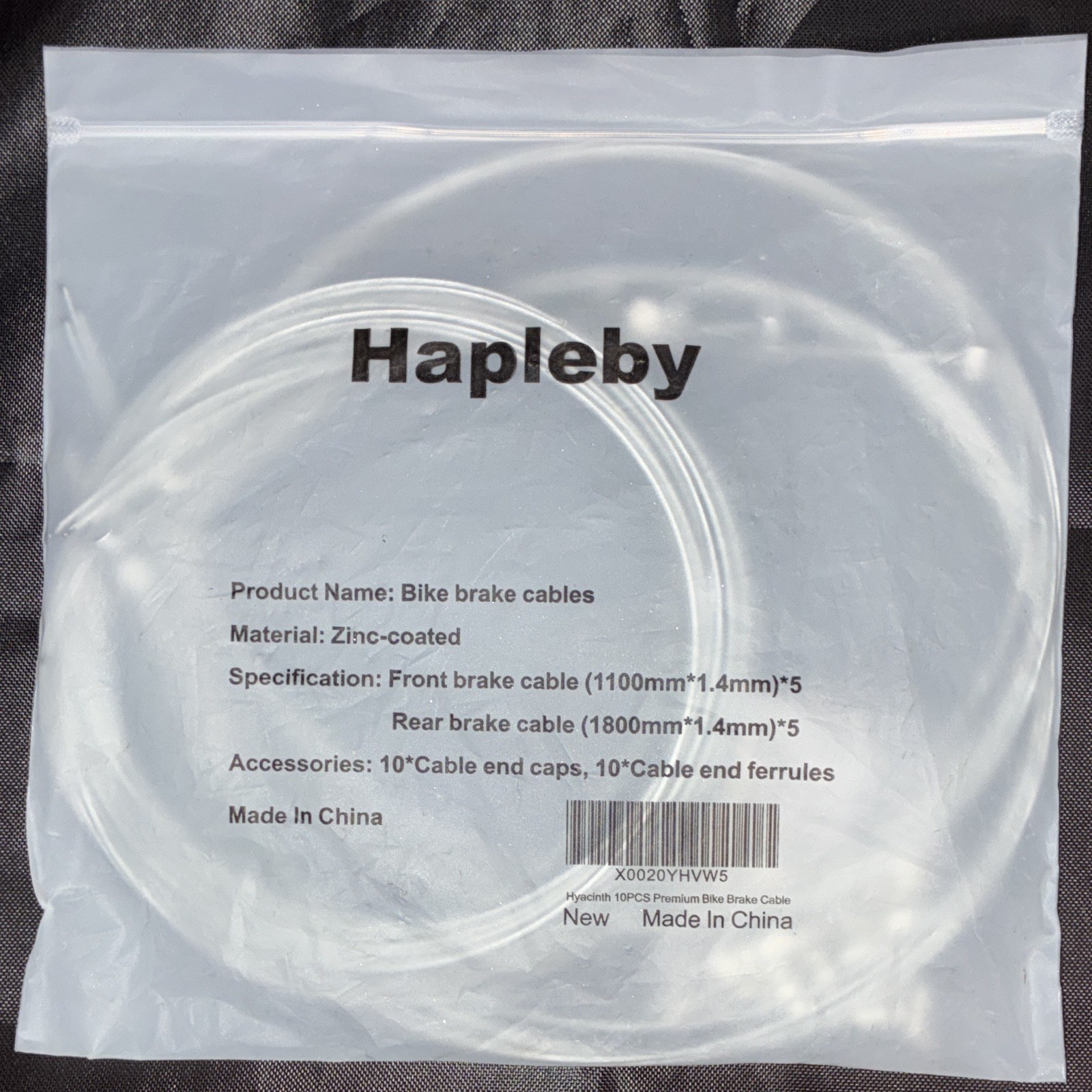 Premium Hapleby Zinc-Coated Bike Brake Inner Cables 10pc 1.4mm 1100/1800mm