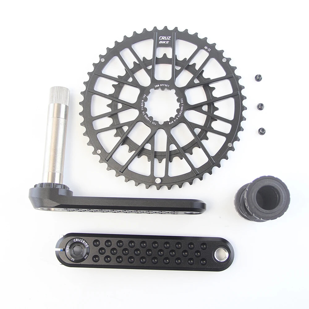 Road Bike Crankset 155/160/165/170mm Cranks with Double Chainring 46-30/48-32T