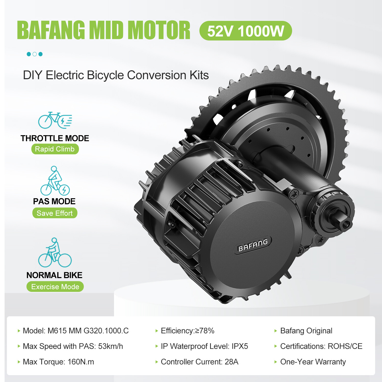 52V 1000 BAFANG Ebike Drive 68-73MM BBSHD Mid Drive Motor Kit Conversion Kits US