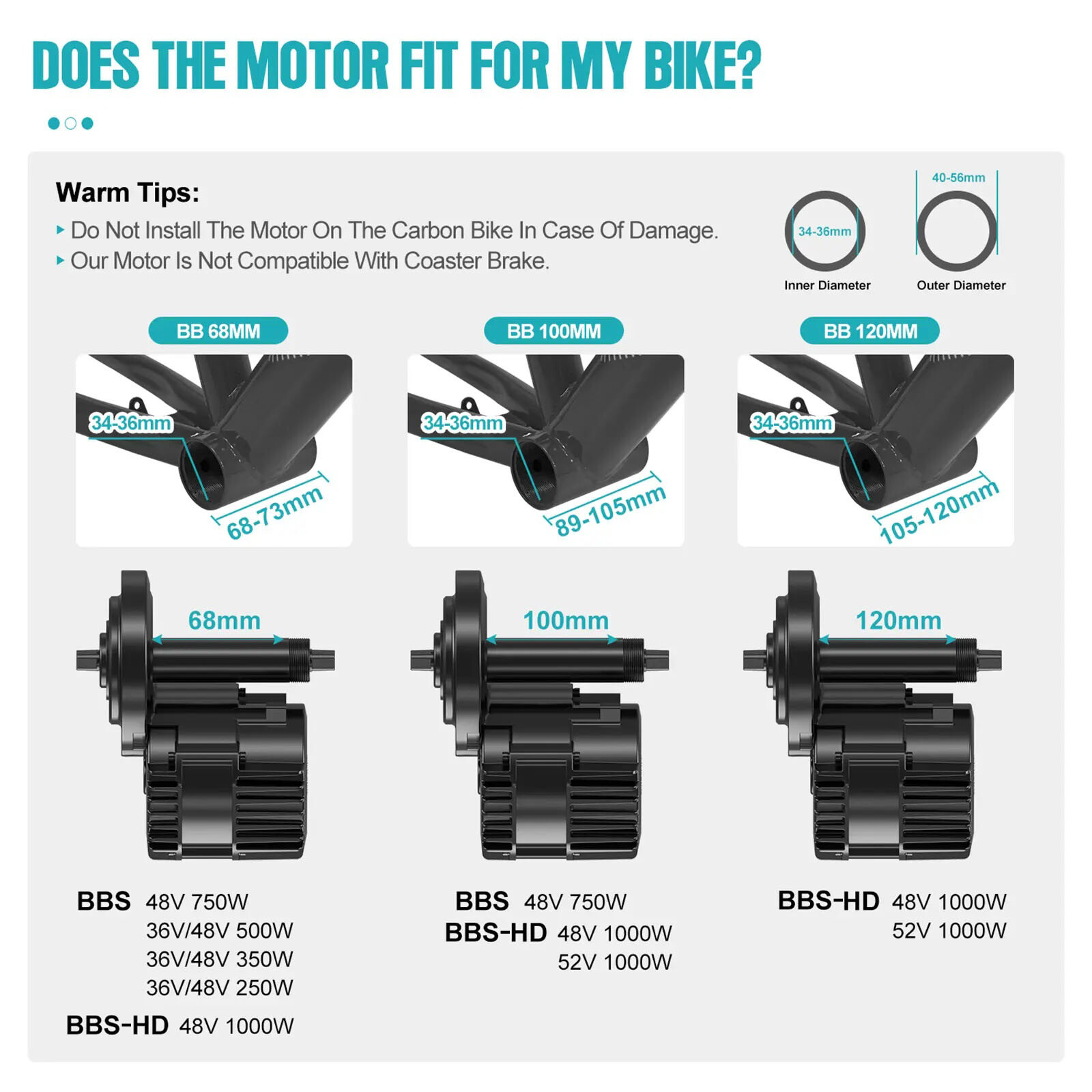 48V1000W Bafang Mid Drive Motor Kits 68-120mm BBS-HD BBS03 DIY Ebike Conversion