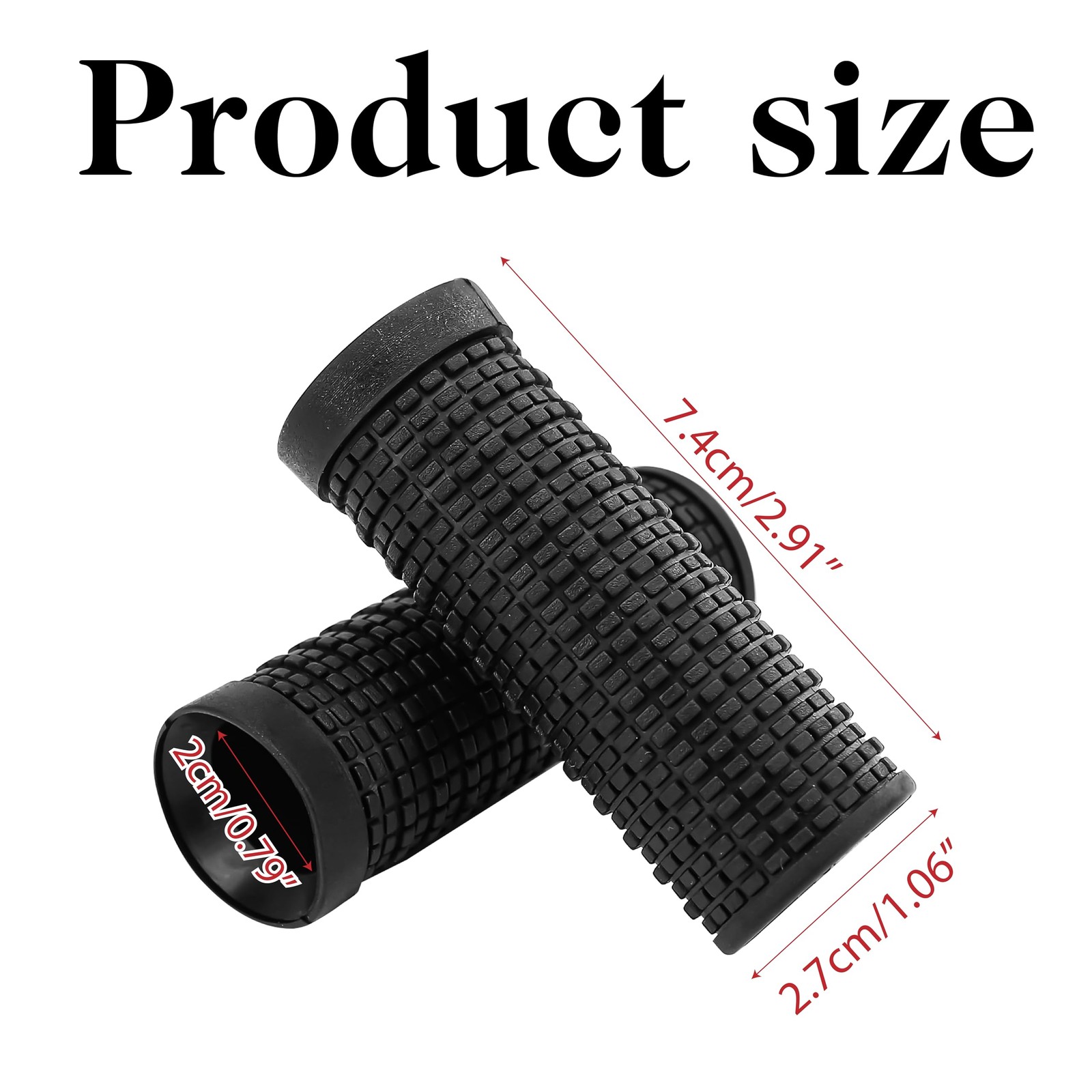 1 Pair MTB Bike Short Handlebar Grips 20x74mm/0.78×2.91inch, Standard, Black