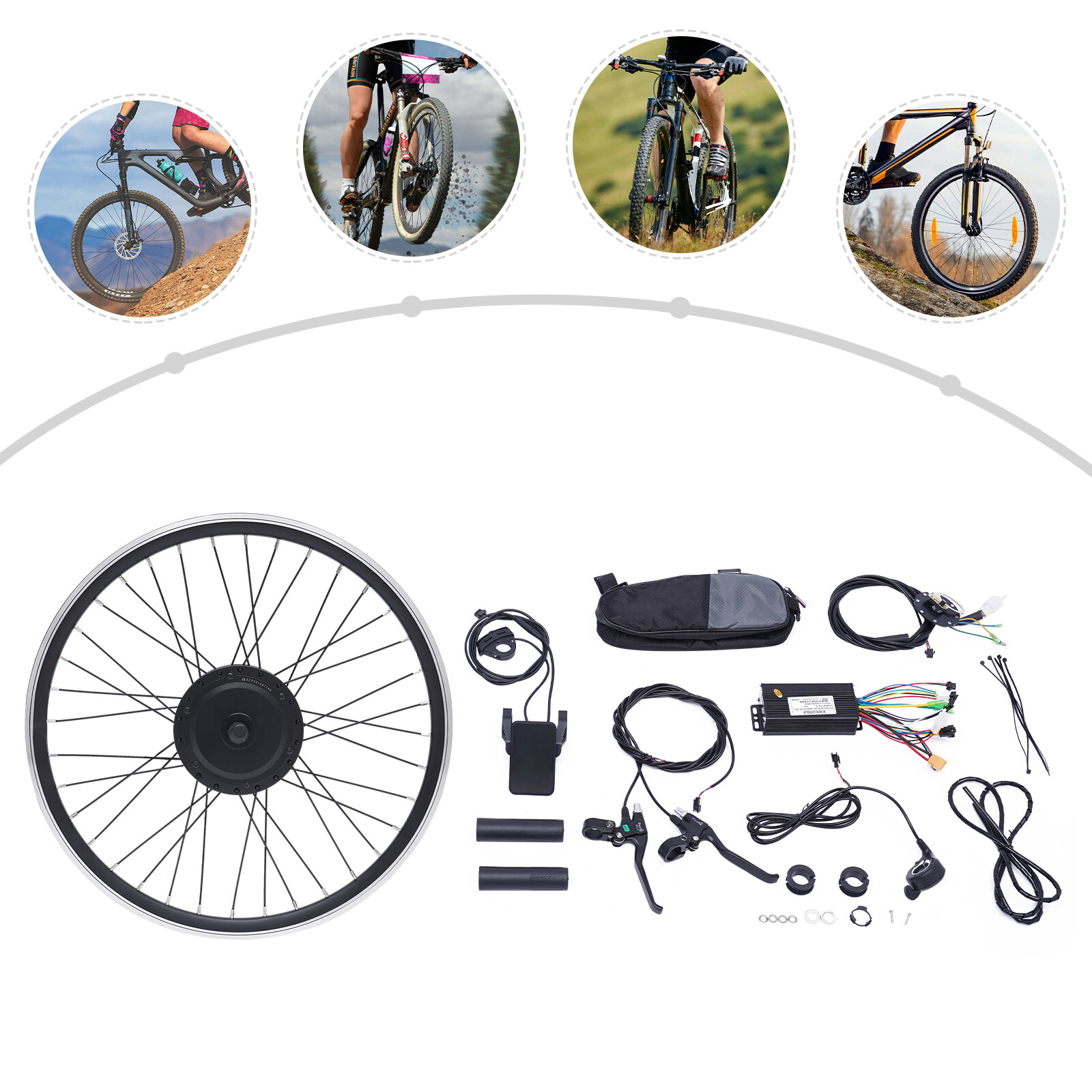 24 Inch 500W 36V LCD Ebike Front Wheel Electric Bicycle Hub Motor Conversion Kit