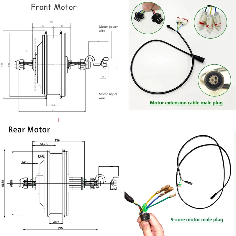 48V 250W 350W 500W E-bike Motor Brushless Geared Front Rear Wheel Hub Motor