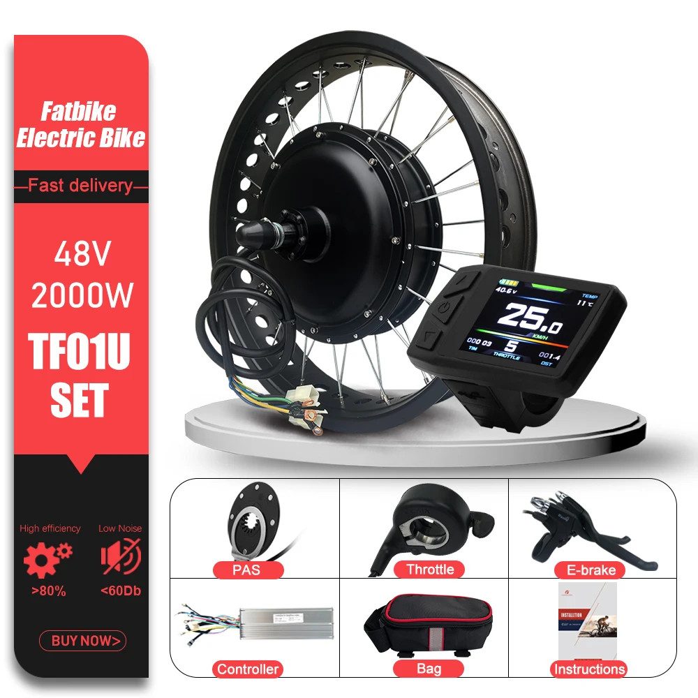 48V 2000W Snow E-bike Fat 20 24 26inch Brushless Non-gear Rear Hub Motor Wheel