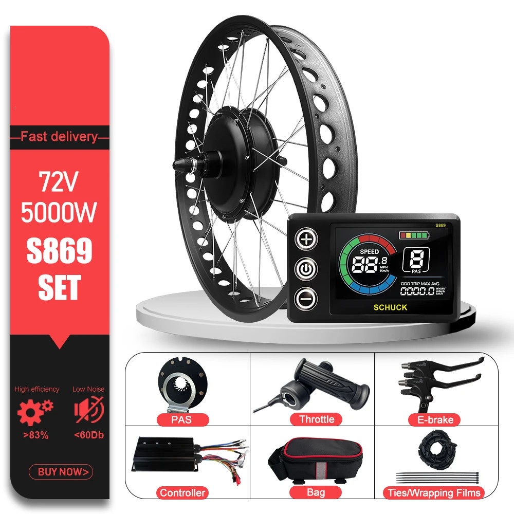 72V 5000W Snow Electric Fat Bike 20/24/26inch Brushless Rear Hub Motor Wheel