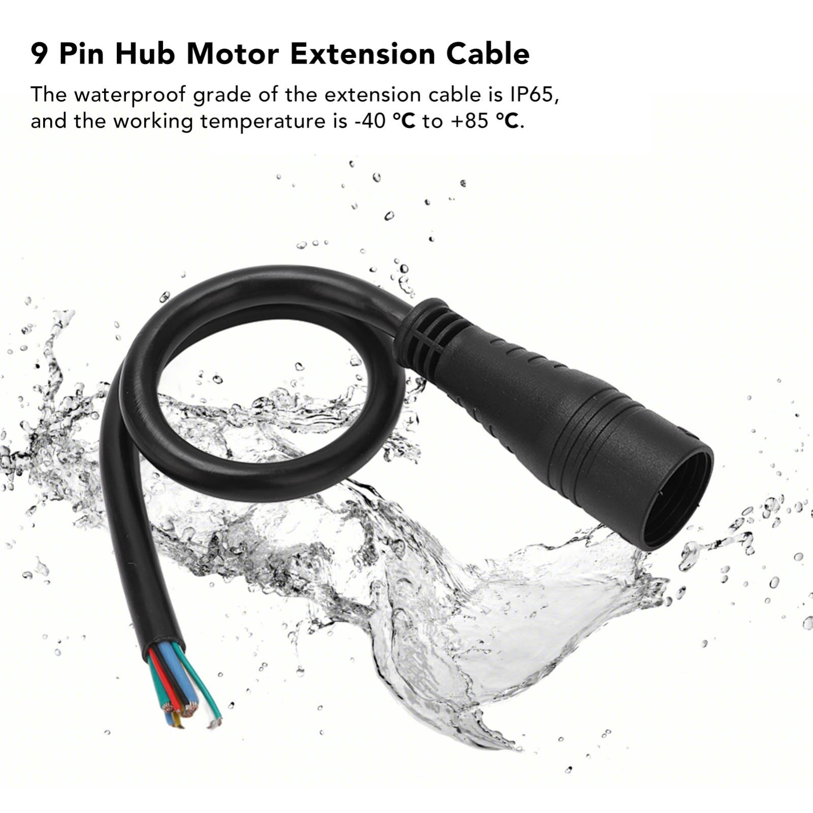 9 Pin 31cm Electric Bike Motor Extension Cable, Waterproof Female Connector