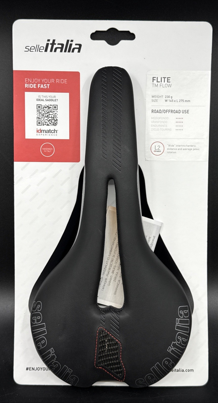 Selle Italia FLITE TM Flow Manganese Rail Black L2 275mm x 145mm MSRP $130!