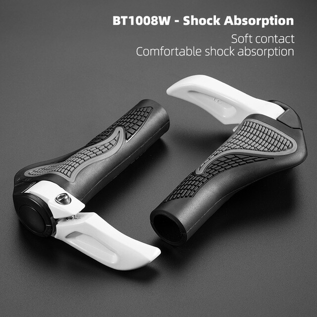 ROCKBROS MTB Bike Lock-on Handlebar Grips Rubber&Aluminum Barend Bar Ends White
