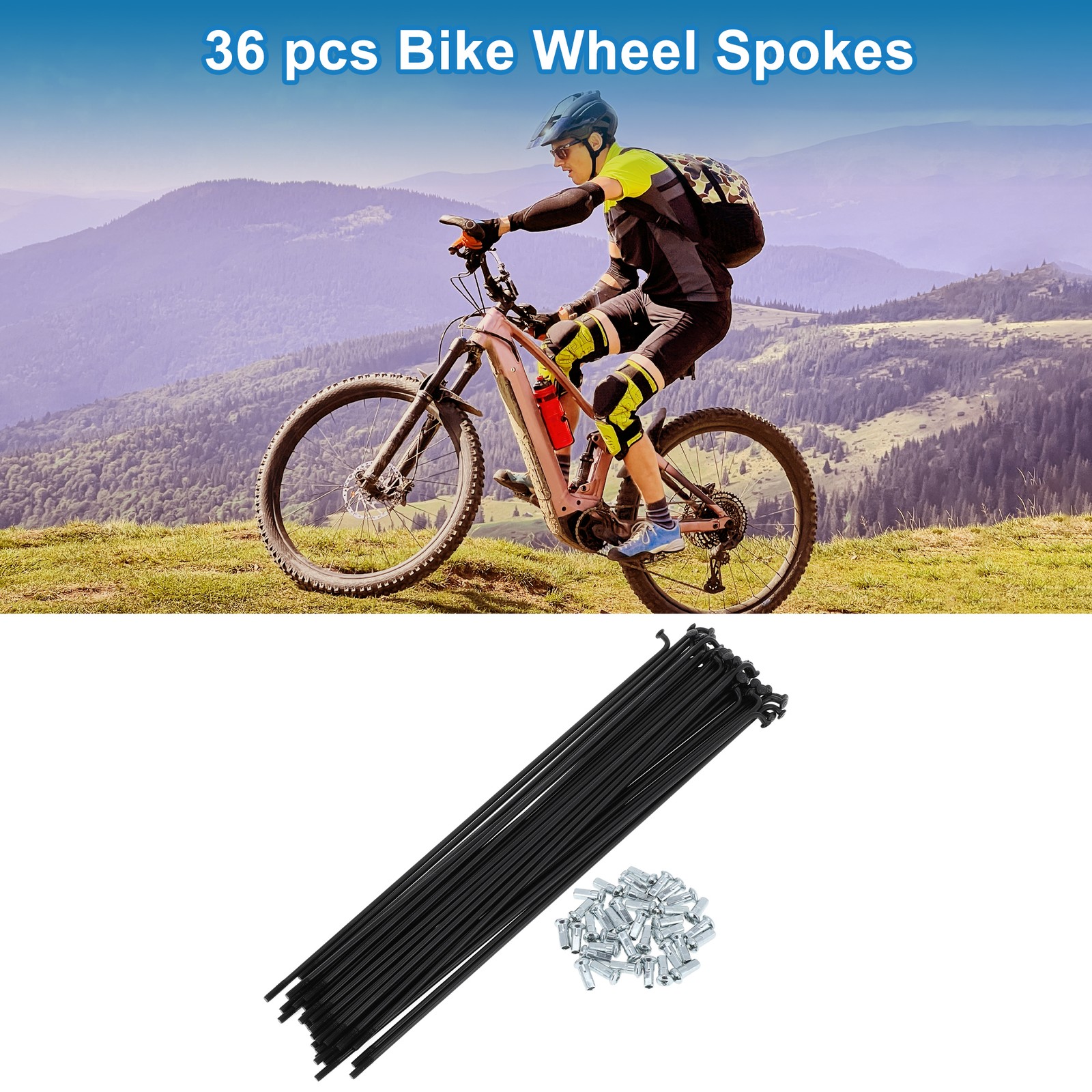 1Set 12G 230mm Length Bicycle Spokes Nipple Carbon Steel Black Universal