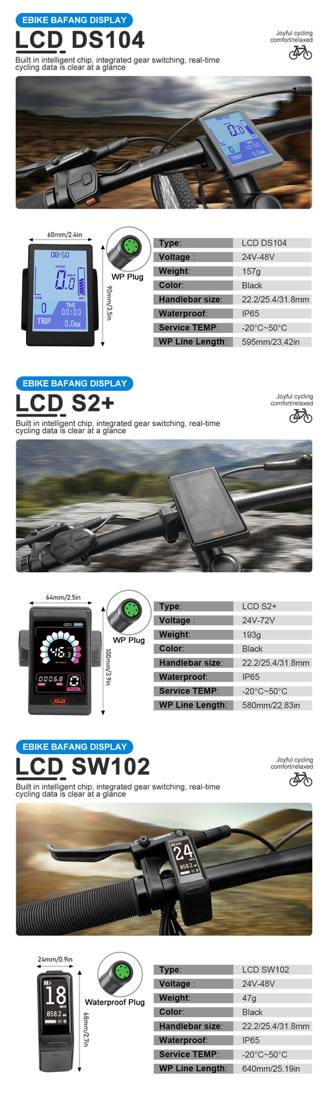 Ebike Intelligent LCD Screen Waterproof 5 Pin Colour LED Display for Mid Motor