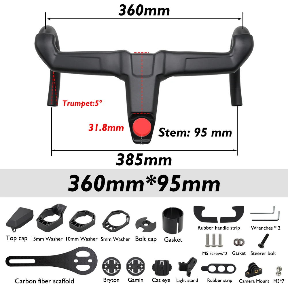 Integrated Carbon Aero Road Drop Handlebar Comfort Wide Stem for Road Bike