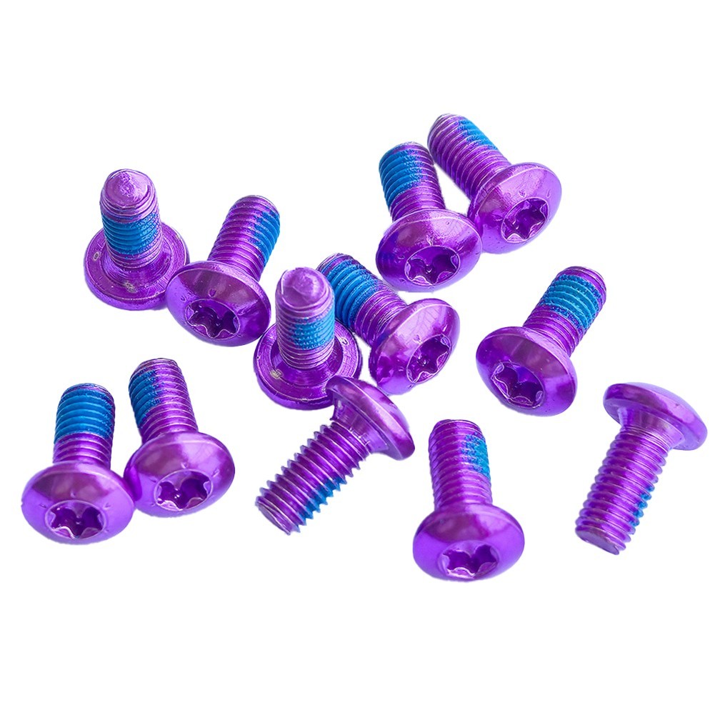 High Carbon Steel Purple T25 Screw Bolts for MTB Bike Box of 12 M5x10mm