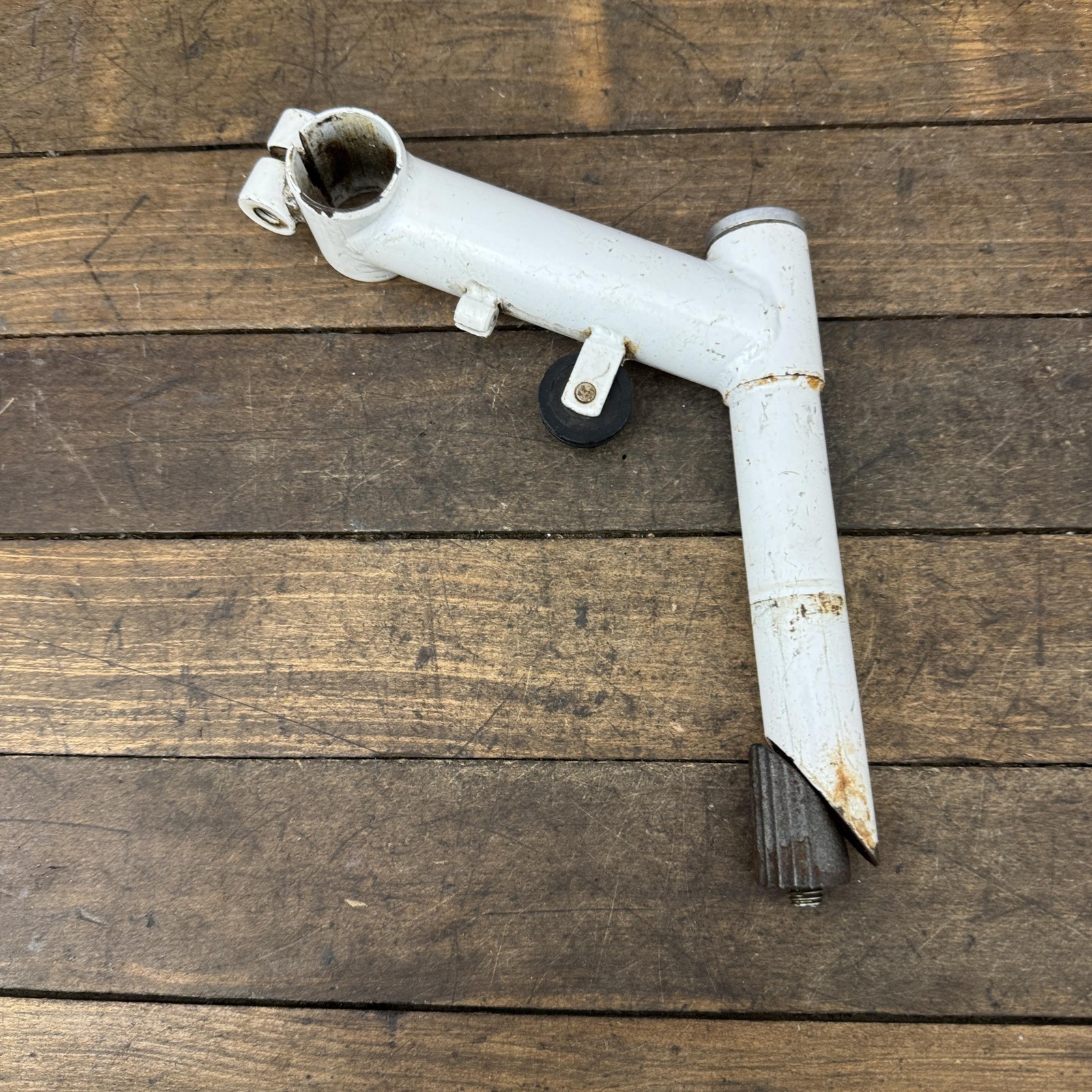 Vintage 1in Quill Stem 22.2 x 25.4mm White MTB w/ Brake Cable Pulley Roller