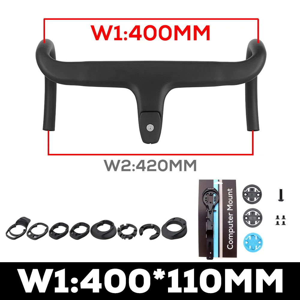 Road Bike Full Carbon Fiber Internal Cable Integrated Handlebar 360mm-380mm