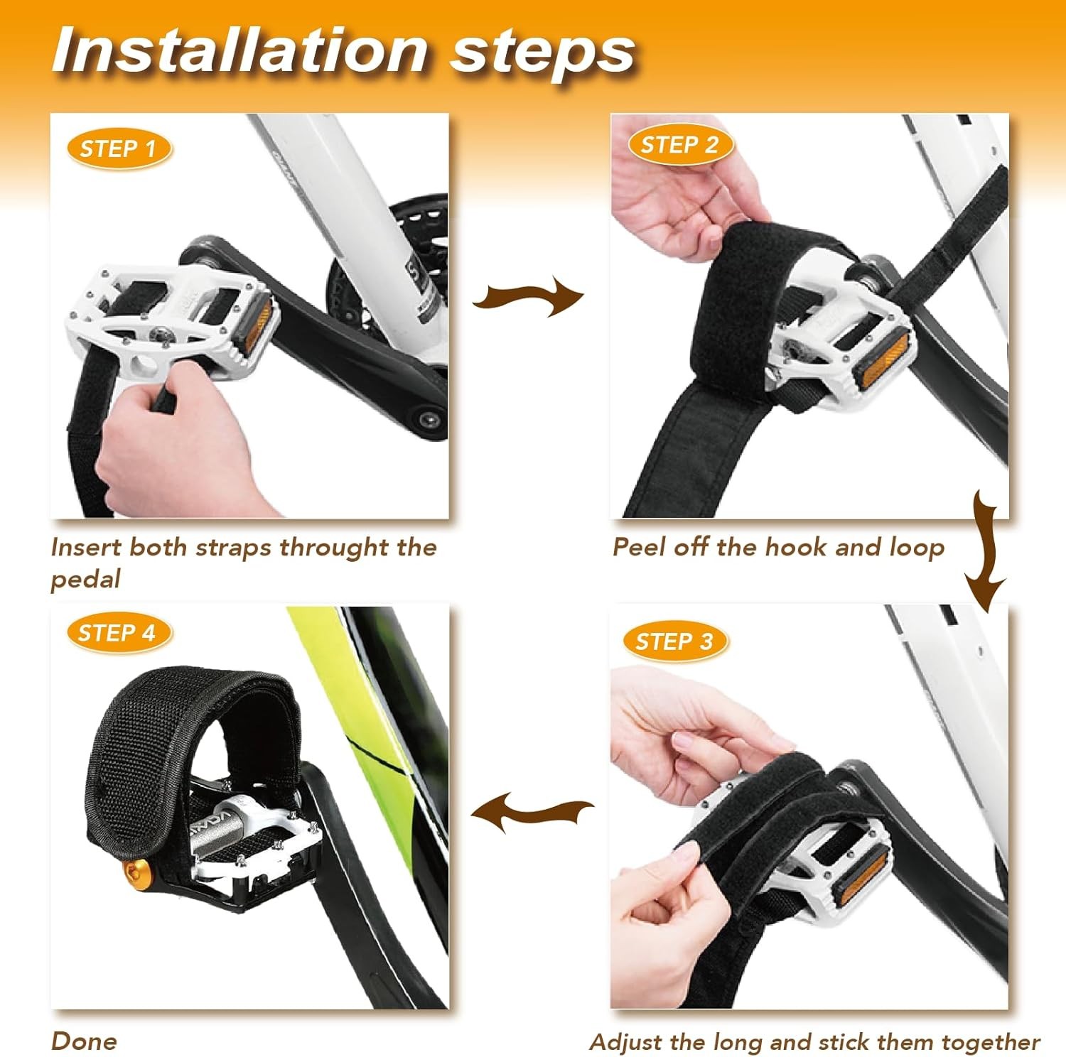 2Pcs Bicycle Pedal Strap Adjustable Anti-slip Cycling Stirrups Bike Foot Holder
