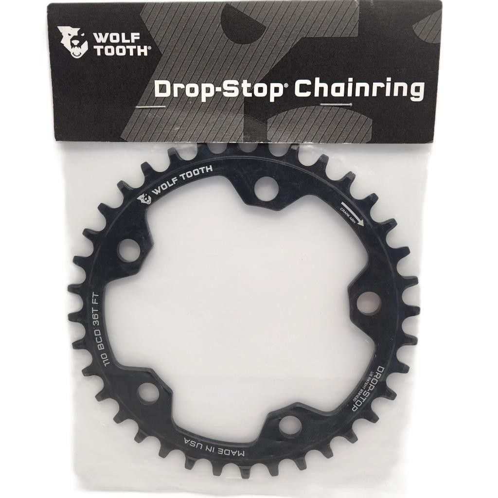 Wolf Tooth Components 36T x 110 BCD 5-Bolt Drop-Stop B Bicycle Chainring – Black