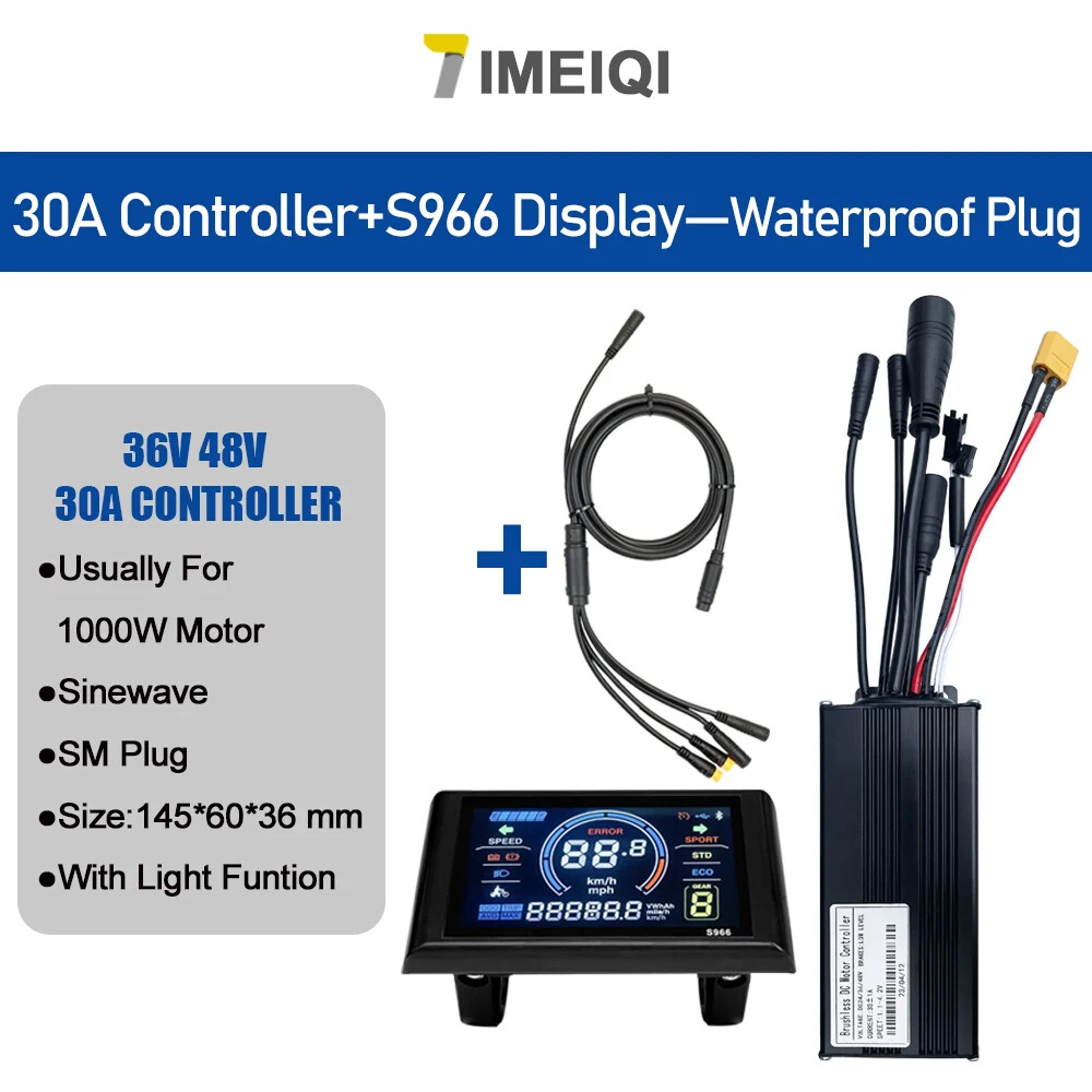 Three-Mode Ebike Sine Wave Controller 36V 48V 17-40A with LCD S866 S966 Display