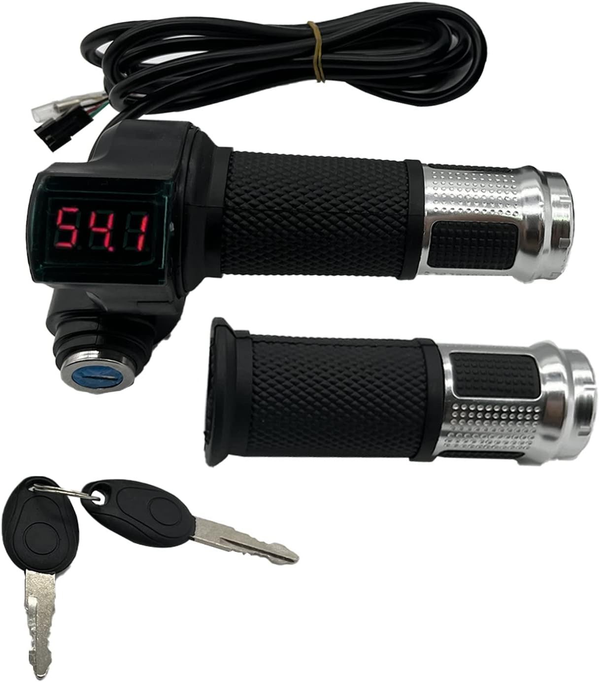 1 Pair E-Bike Throttle Grip LCD Display Key 12-84V Universal Scooter Handlebar