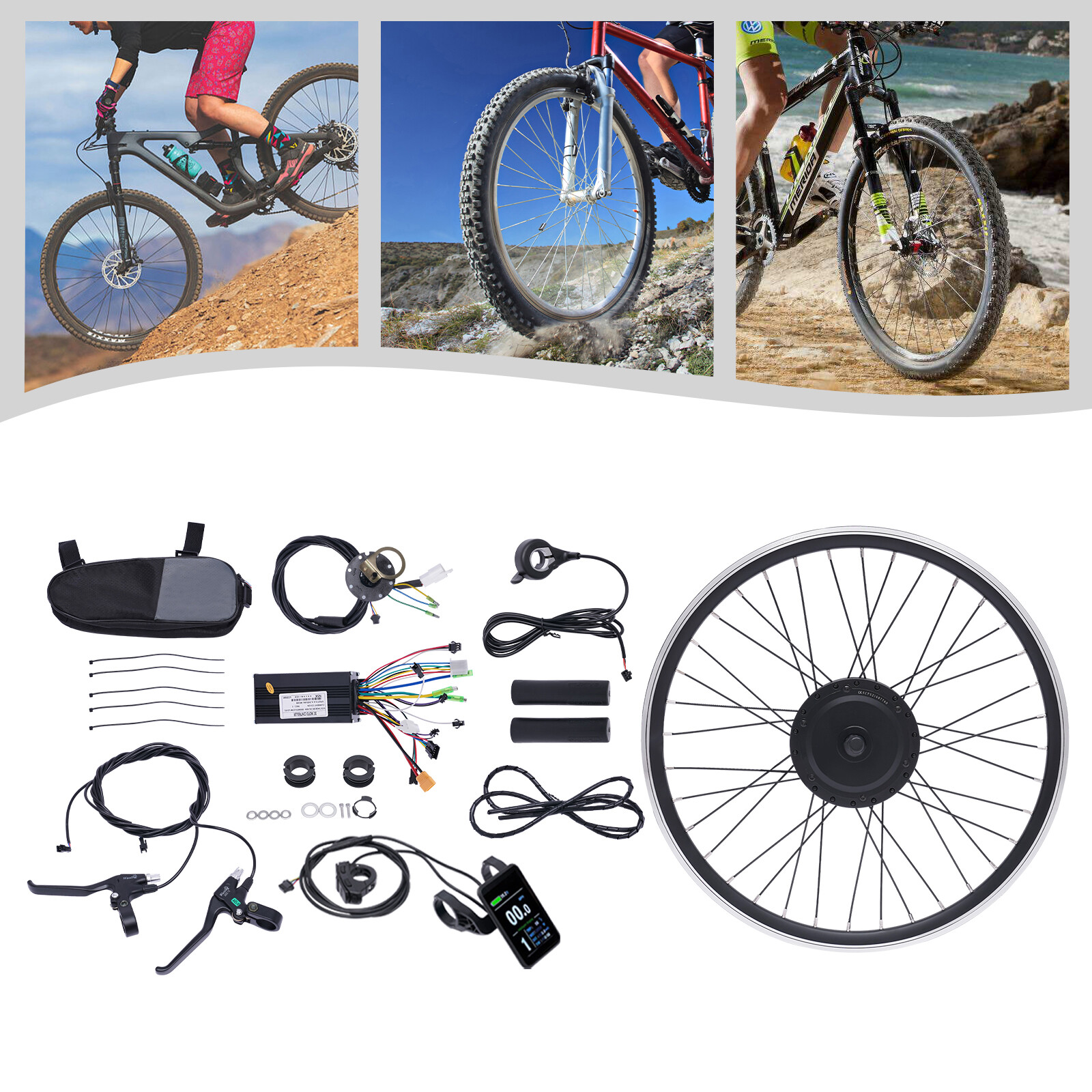 36V 500W Electric Bicycle Hub Motor Kits 24″Front Wheel Bike Conversion Kits