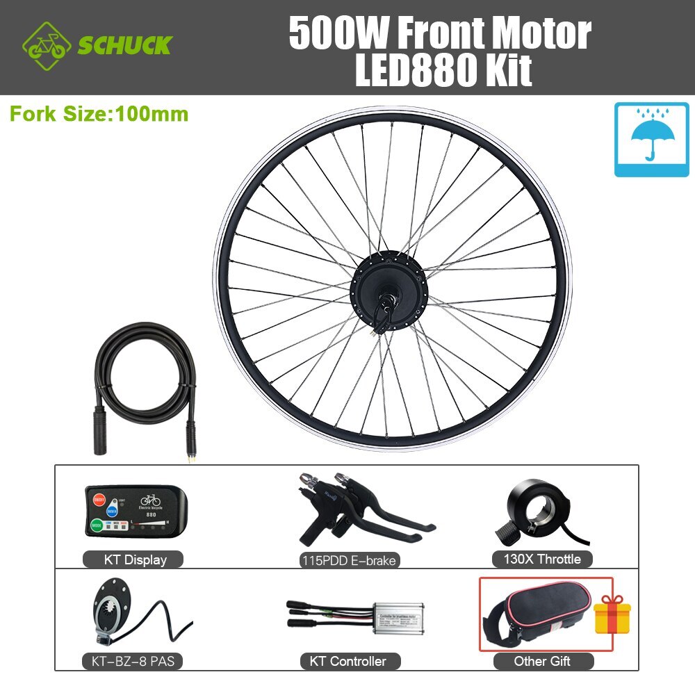 Ebike 48V 500W Waterproof Brushless Gear Font Rear Drive Motor Conversion Kit