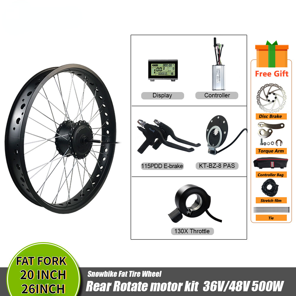 36V 48V 500W Snow E-bike Rear Rotate Hub Motor Conversion Kit 20 / 26 Inch Wheel