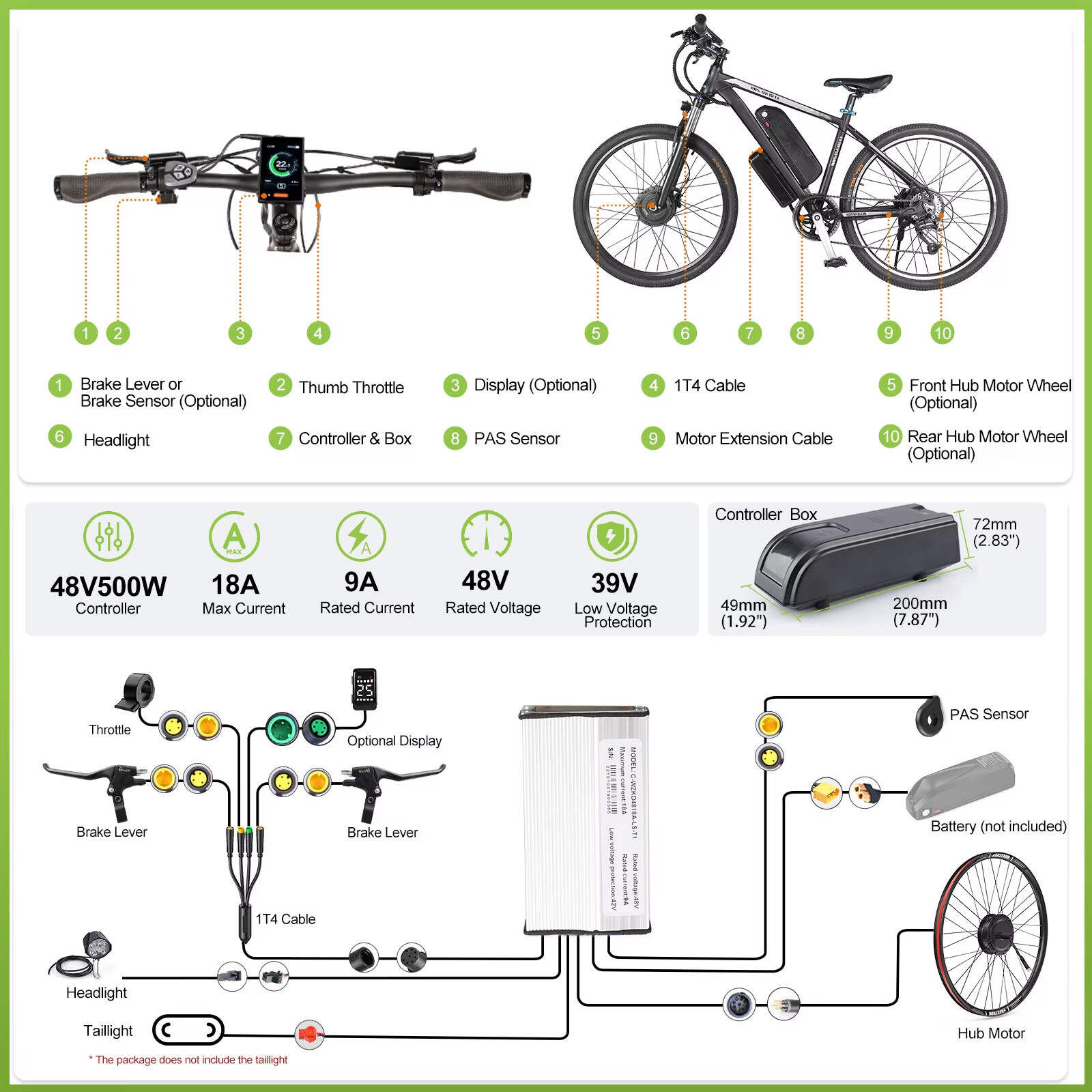 BAFANG 48V 500W 20″26″28″29″700C G020 Front Wheel Hub Motor Ebike Conversion Kit