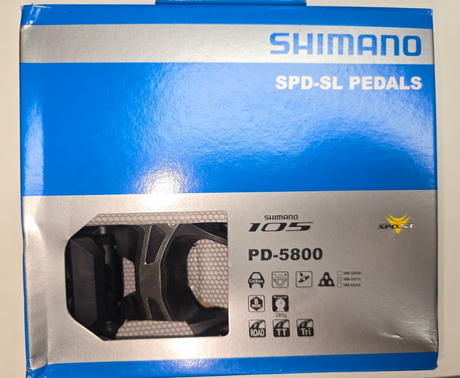Shimano 105 PD-5800 SPD-SL Carbon Road Bike Pedals Black w/ SM-SH11 Cleats