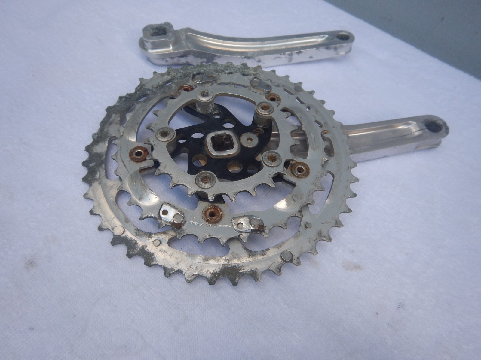 Vintage Kooka Triple 175 Mountain Bike Cranks Crankset TRASHED AND CRACKED