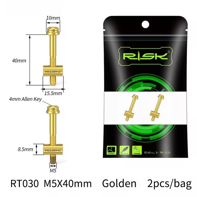 2PCS Bike Seat Post Fixed Bolts Titanium Alloy M5X30mm/40mm Seatpost Screw