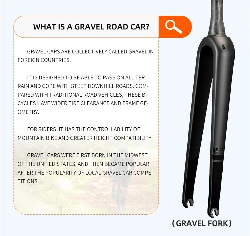 Carbon Gravel / Road Bike Front Fork Internal Cable Routing Thru Axle 12*100mm