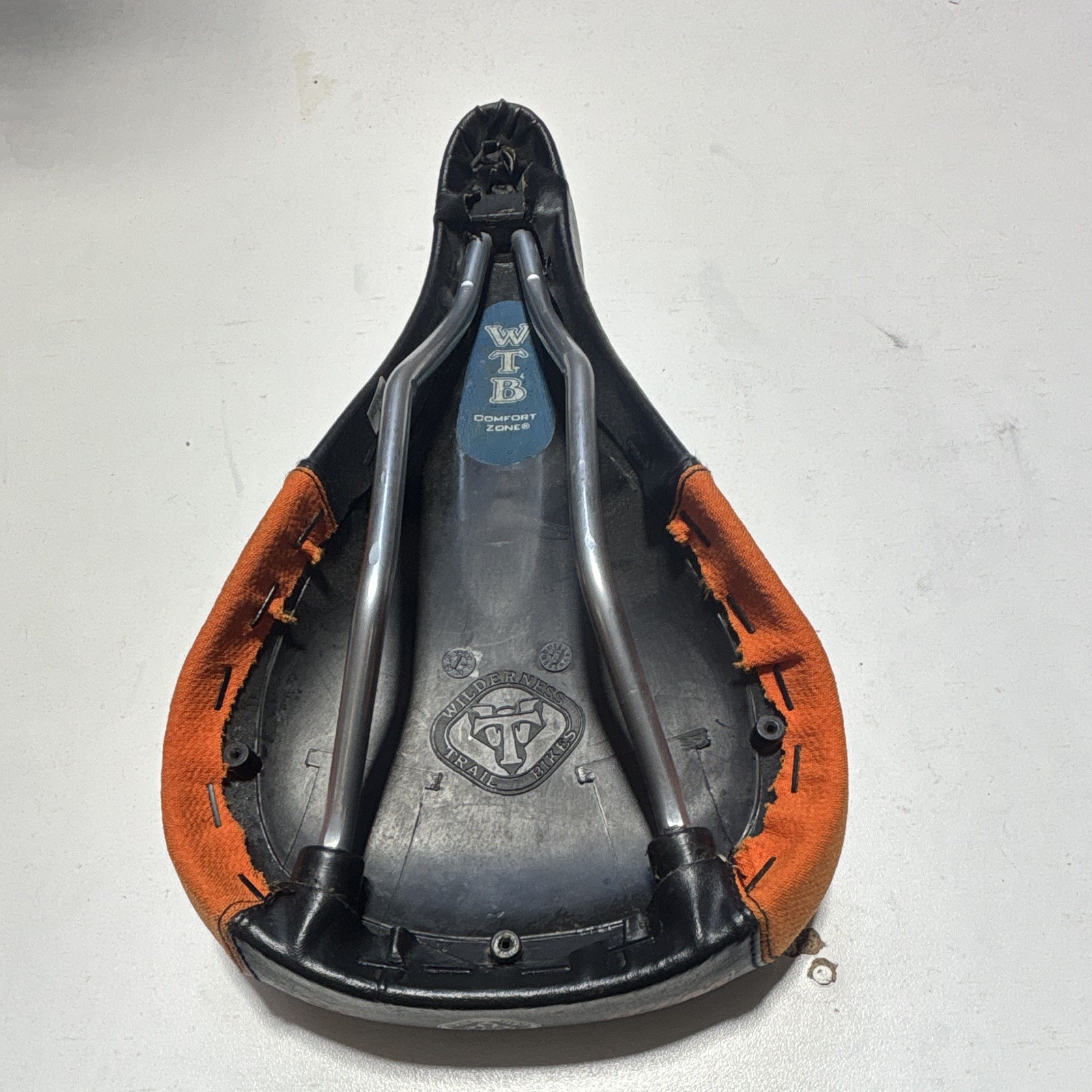 Vintage WTB SST Bicycle Saddle Seat Black & Orange Wilderness Trail Bikes MTB