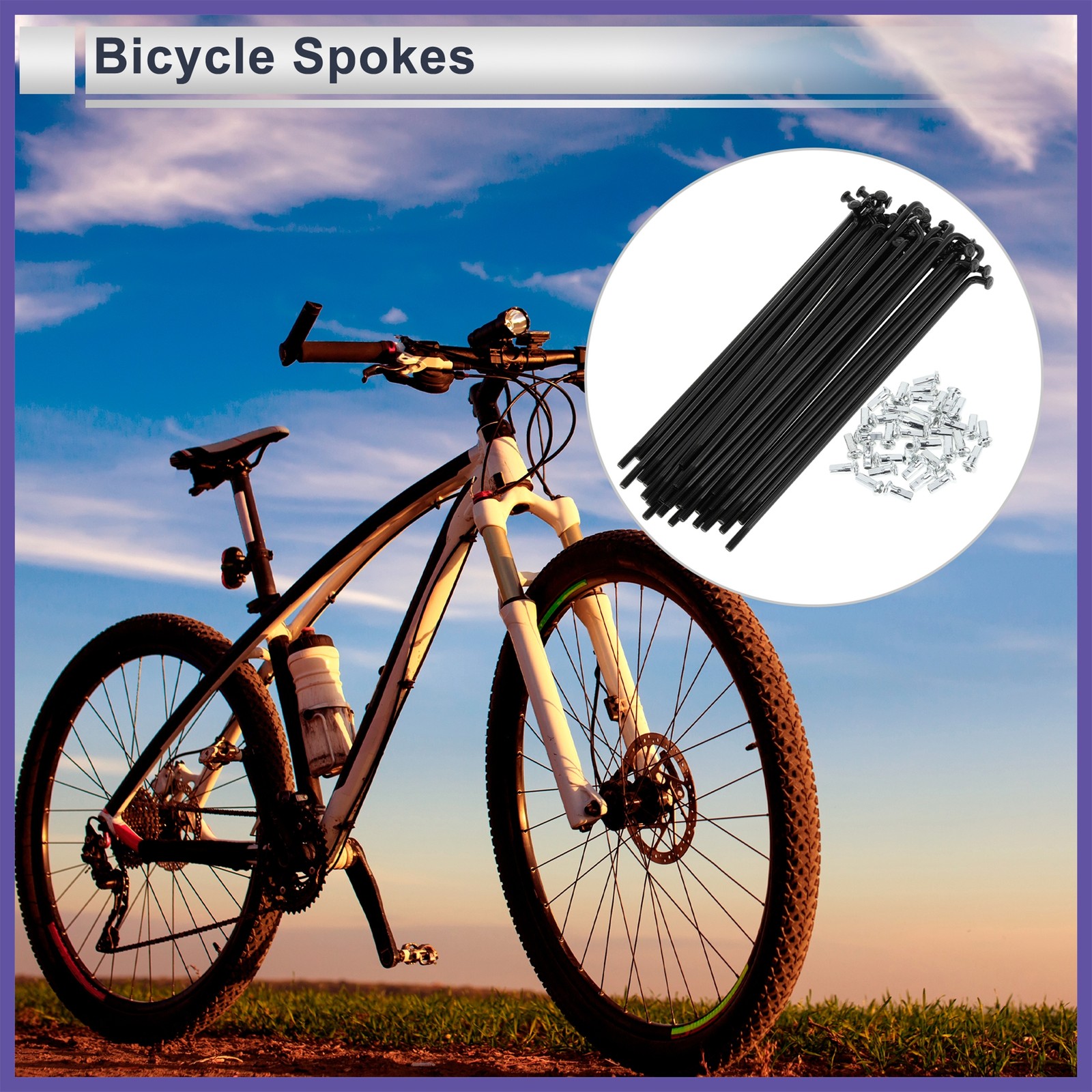 1Set 12G 131mm Length Bicycle Spokes Nipple Carbon Steel Black Universal