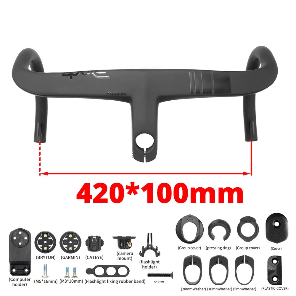 Road Bike Integrated Internal Cable Carbon Handlebar 28.6mm Steer with Spacers