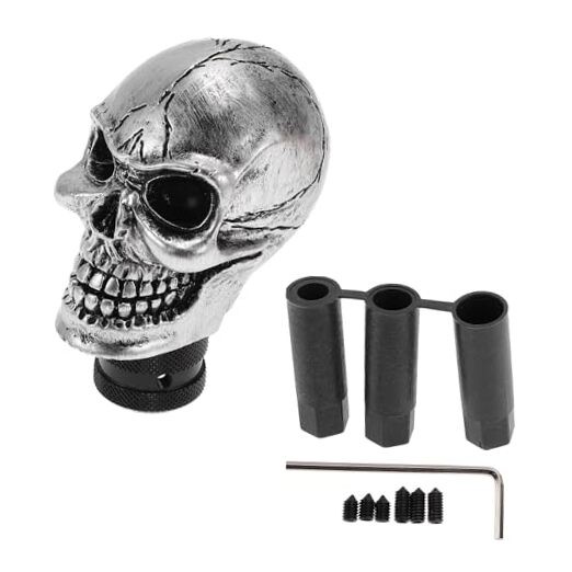 9cm Skull Shift Knob Universal Gear Shifter Knob Resin Stick Silver Tone
