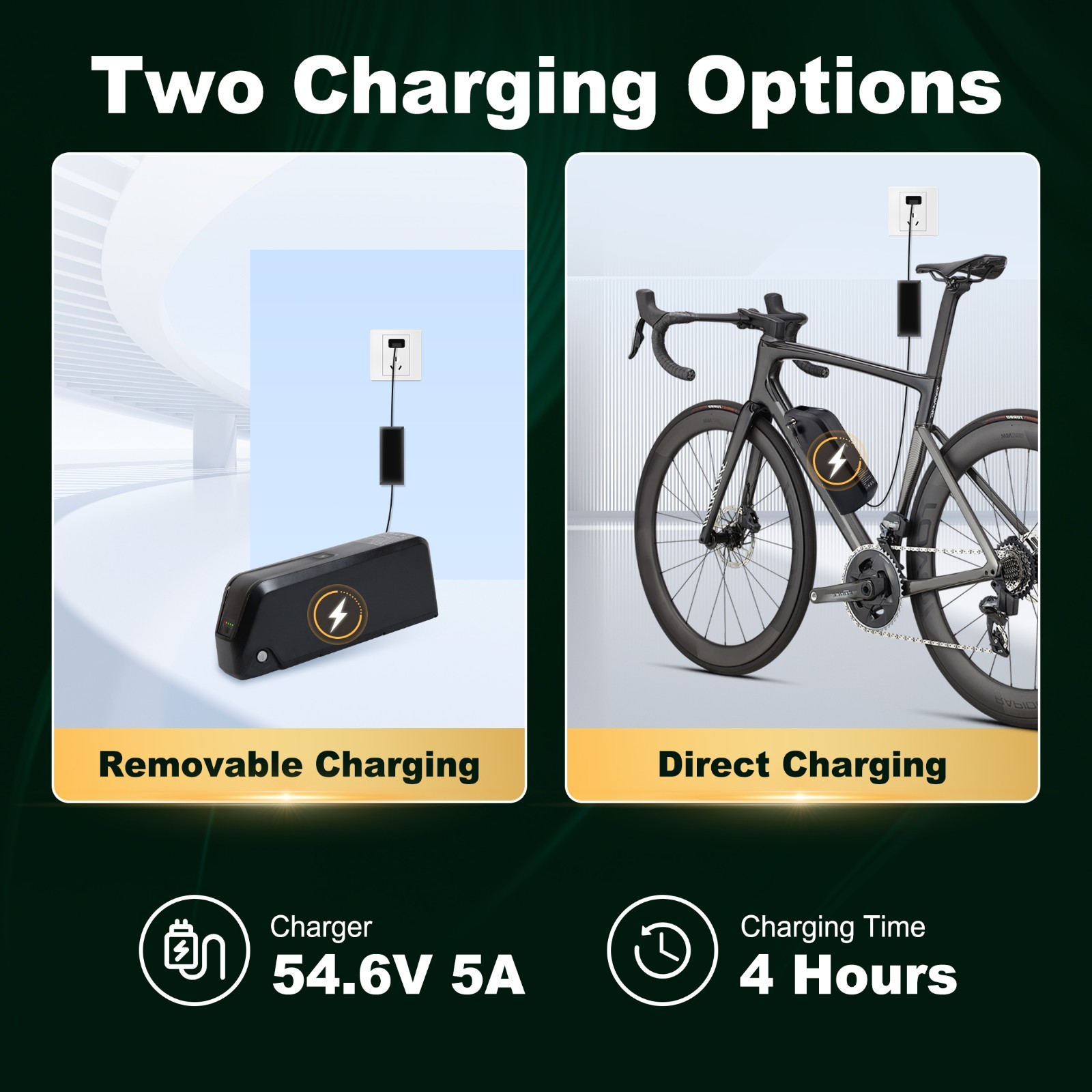 52V/48V/36V 10AH/15AH/20AH eBike battery for bicycle 0-2000W Motors w/ USB Port