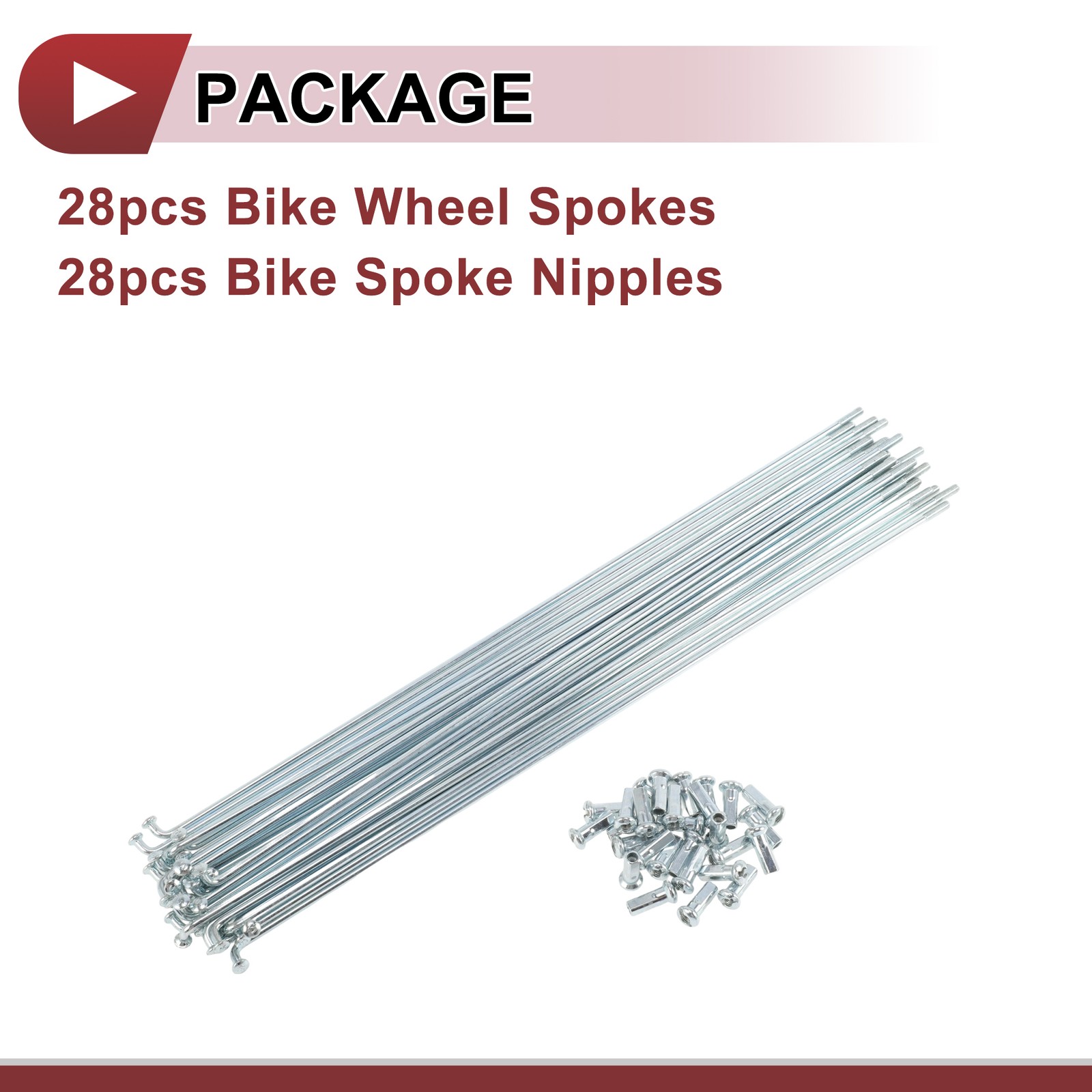 12G Bicycle Spoke 265 mm Bike Wheel Spoke Galvanized Carbon Steel Silver Tone